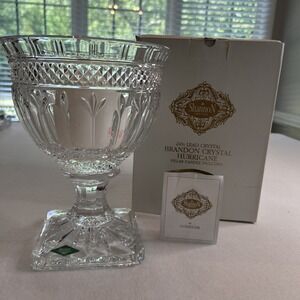 Vintage STUNNING Open Hurricane/Footed Vase Brandon by GODINGER Crystal 10"x7.5"